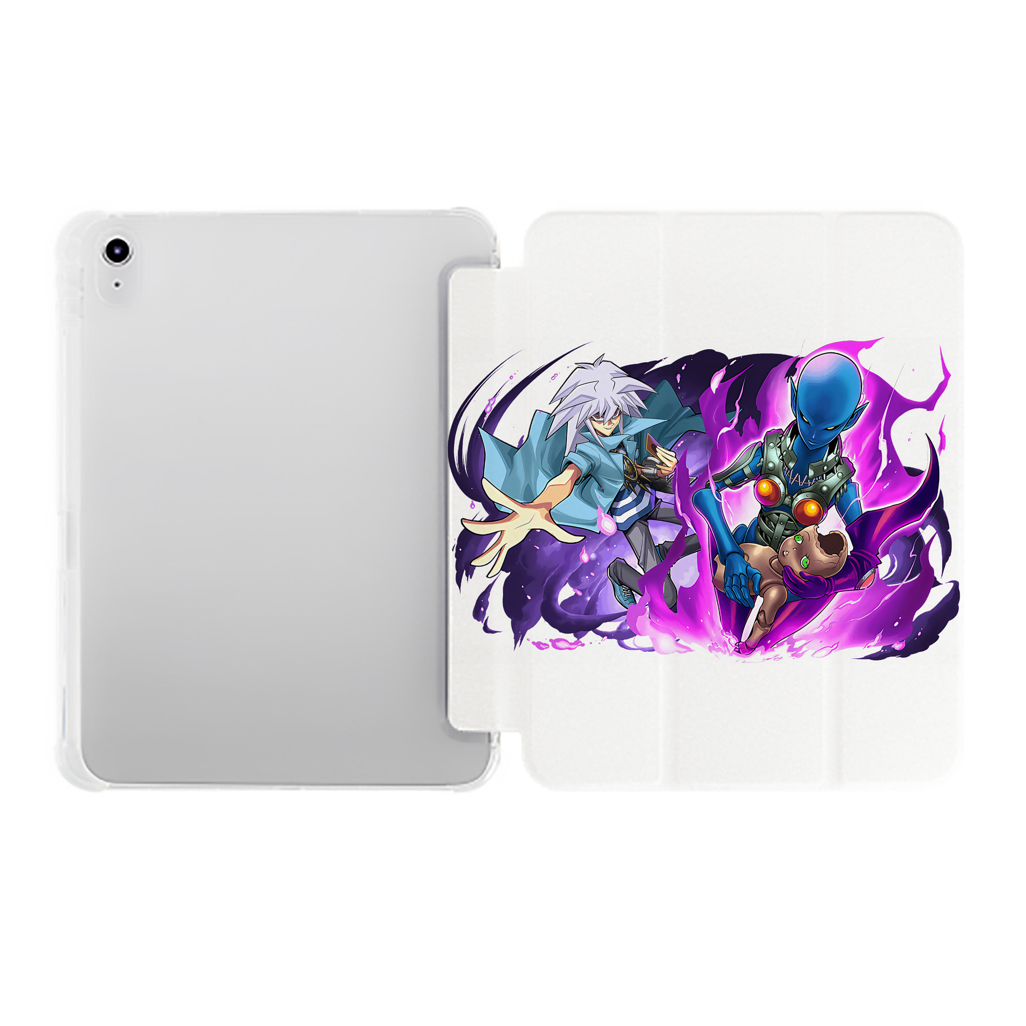 （画像用） 遊☆戯☆王 Yu-Gi-Oh! IPad ケース ペン収納付き 三つ折りスタンド PUレザー×シリコン 対応機種9.5/10.5/10.9インチ